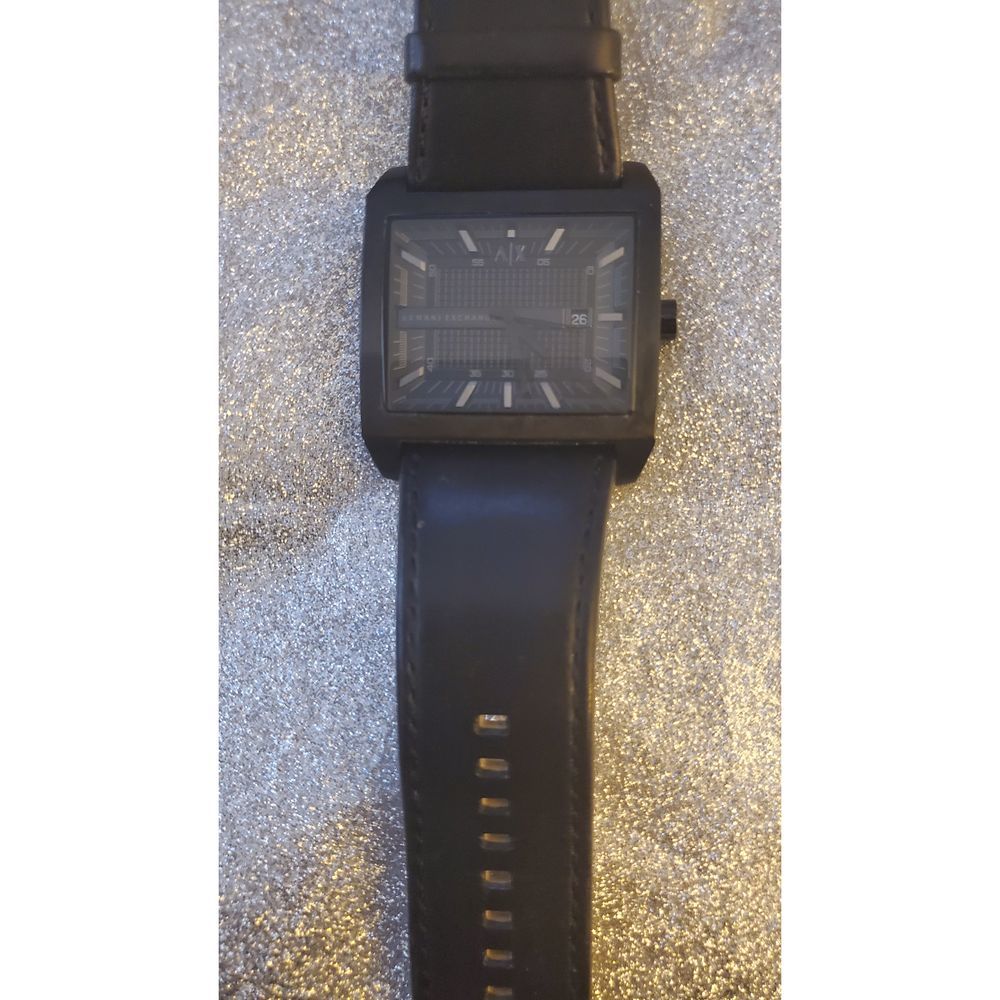 Armani Exchange Mens Leather Rectangular Watch - image 7